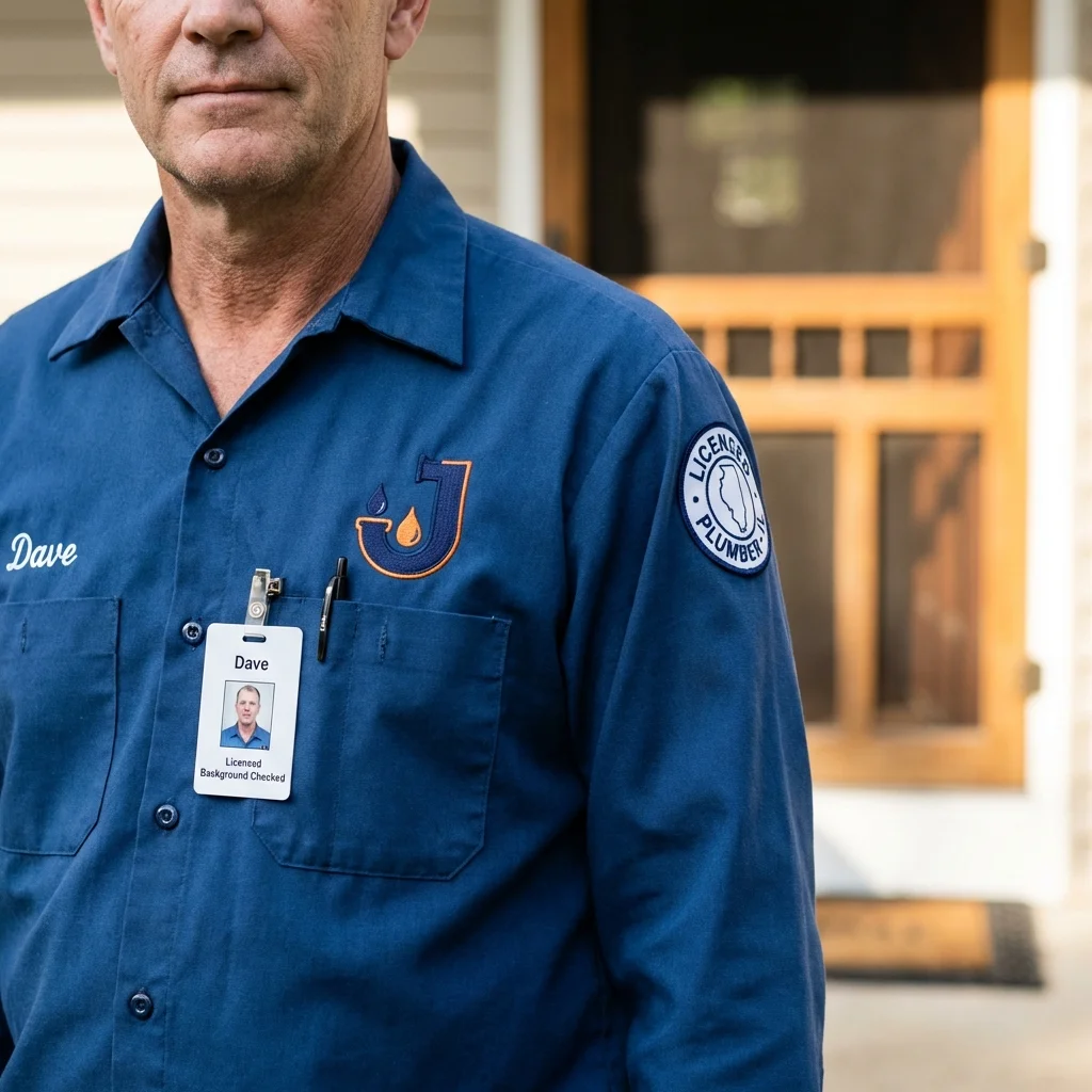 Licensed plumber showing ID badge in Fort Sumner, NM