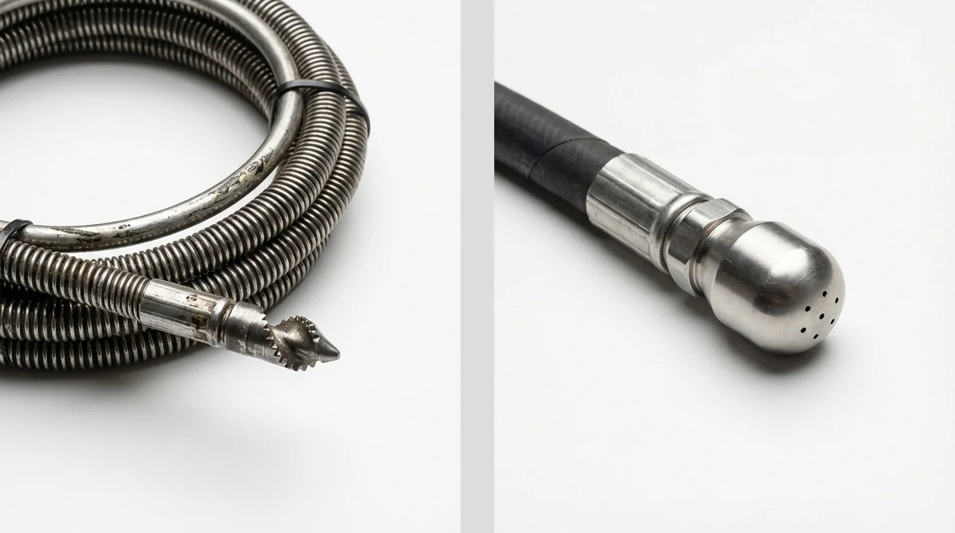 Drain snake cable and hydro jetting nozzle used for drain cleaning in Fort Sumner, NM