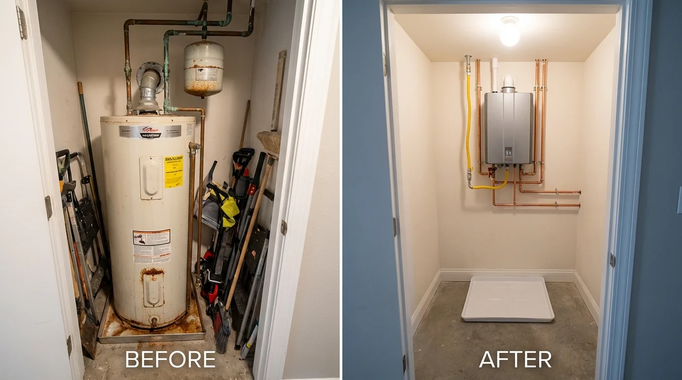 Tank water heater versus wall-mounted tankless unit comparison for Fort Sumner, NM homeowners