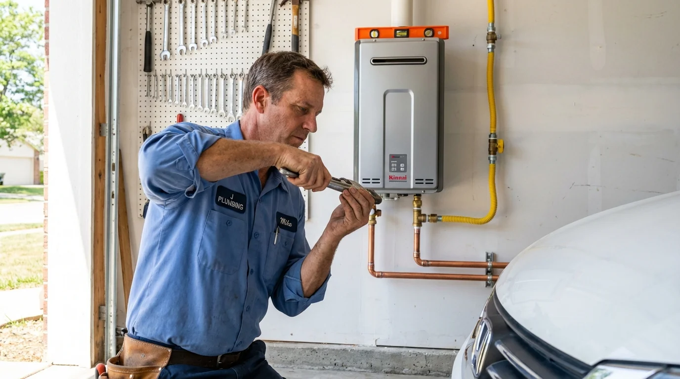 Tankless water heater installation by a Johns Plumbing LLC plumber in Fort Sumner